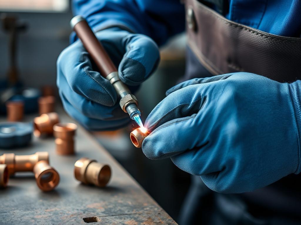 Precision copper pipework being fitted