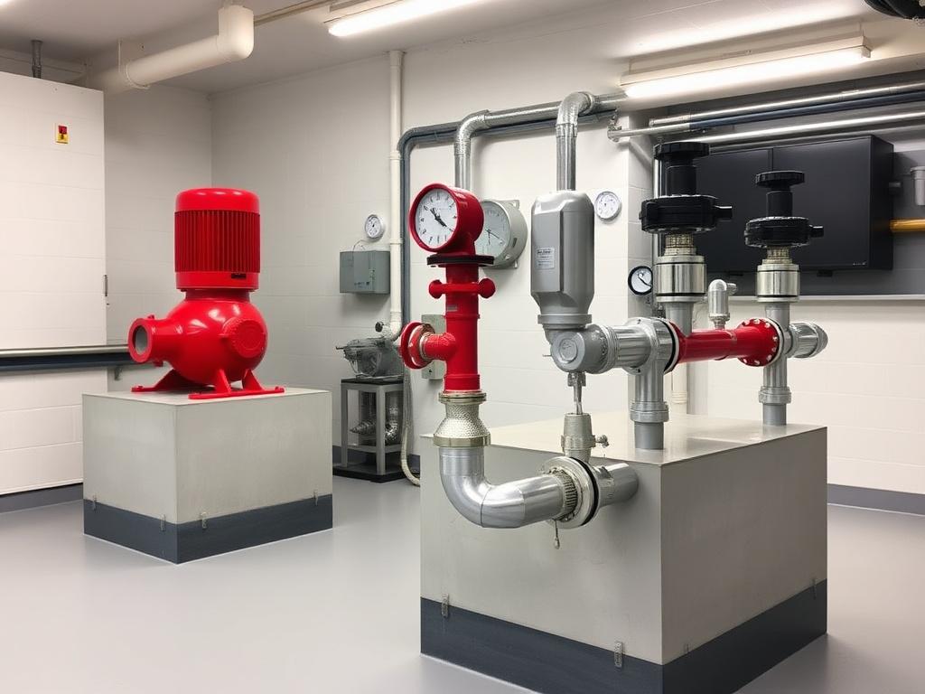 Refurbished booster pump room with new manifold piping